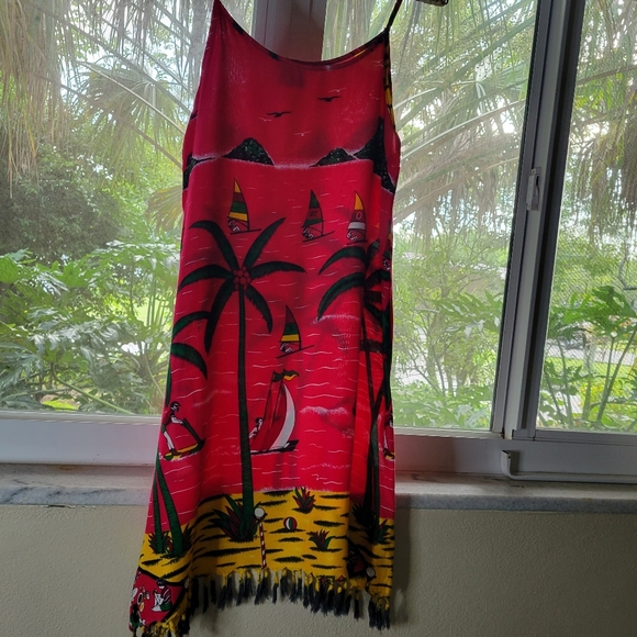 Cocowalk women's size small 100% rayon t-shirt dress with tasseled bottom - Picture 9 of 15